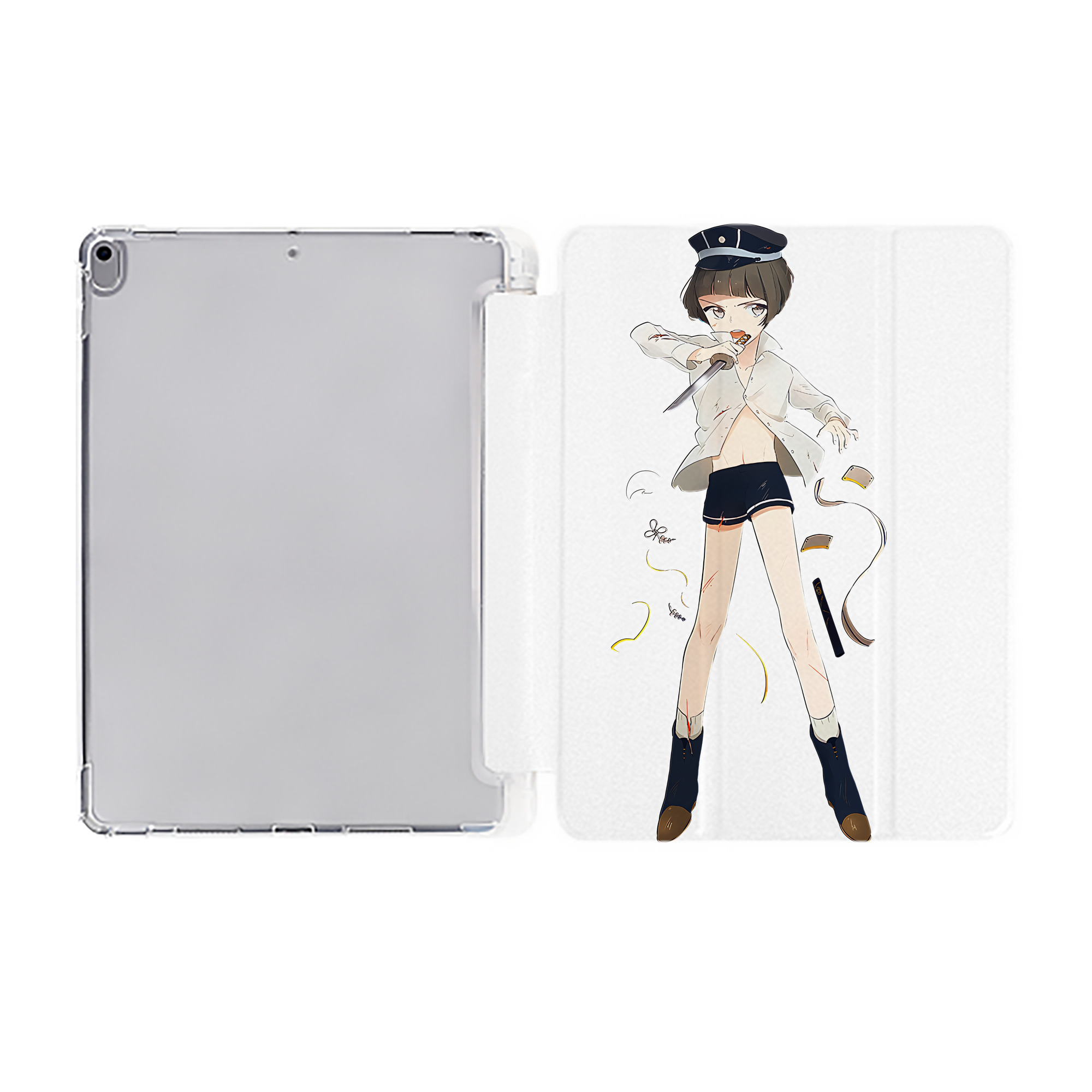 （画像用） 刀剣乱舞 Touken Ranbu IPad ケース ペン収納付き 三つ折りスタンド PUレザー×シリコン 対応機種9.5/10.5/10.9インチ